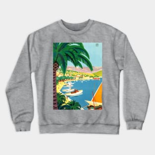 Vintage Travel Poster Art - Carribean Island Crewneck Sweatshirt